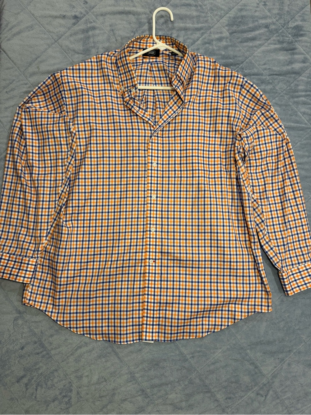 Men's Orange & Blue Plaid Button-Down Shirt